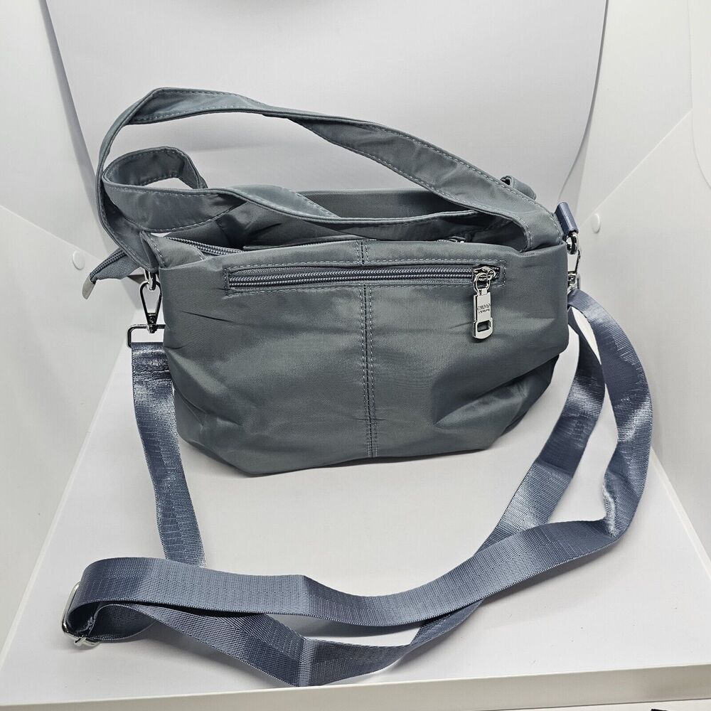 Chibao Multi-Pocket Casual Crossbody Purse Gray Waterproof Nylon Shoulder Bag - Picture 2 of 9